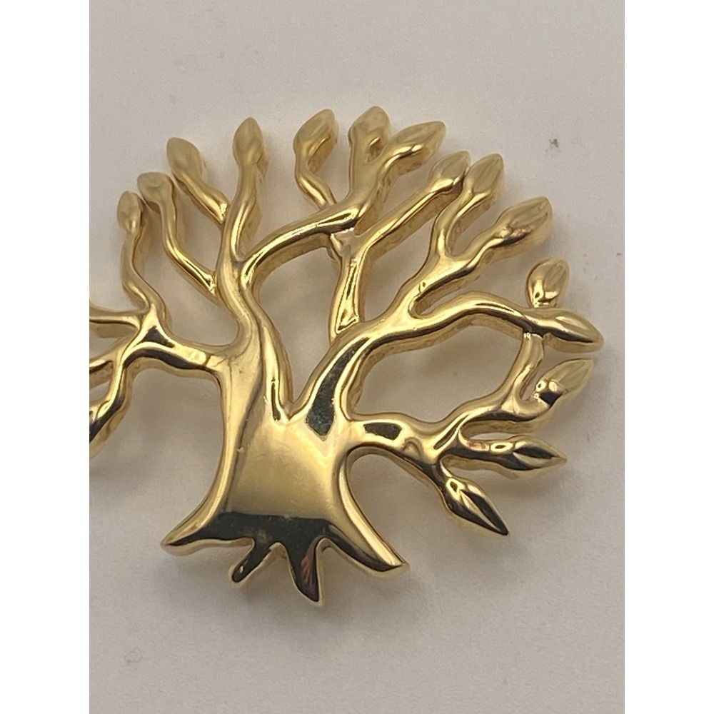 VTG Gold Tone Liz Claiborne "Tree Of Life" Pin Brooch 2.5 In Signed